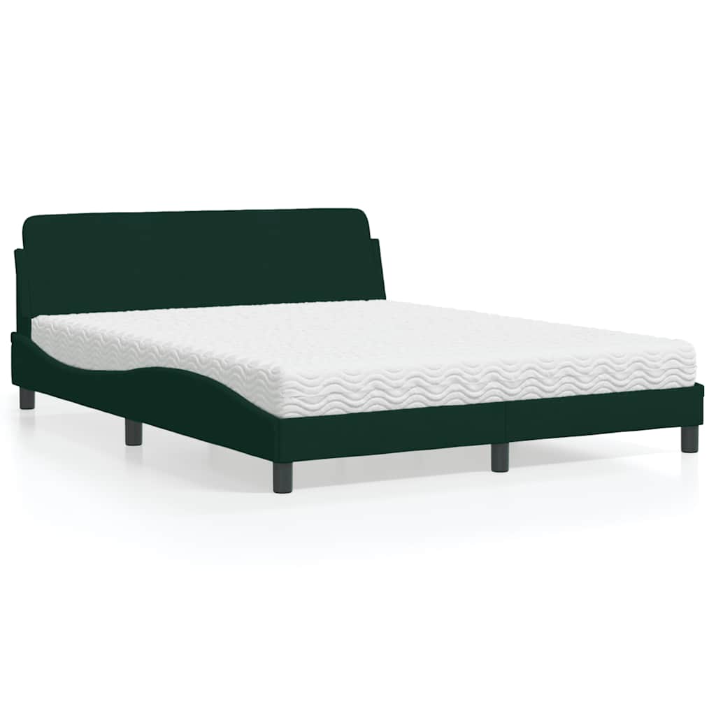 E-shop Multidom Posteľ s matracom Dover tmavozelený 160x200 cm zamat