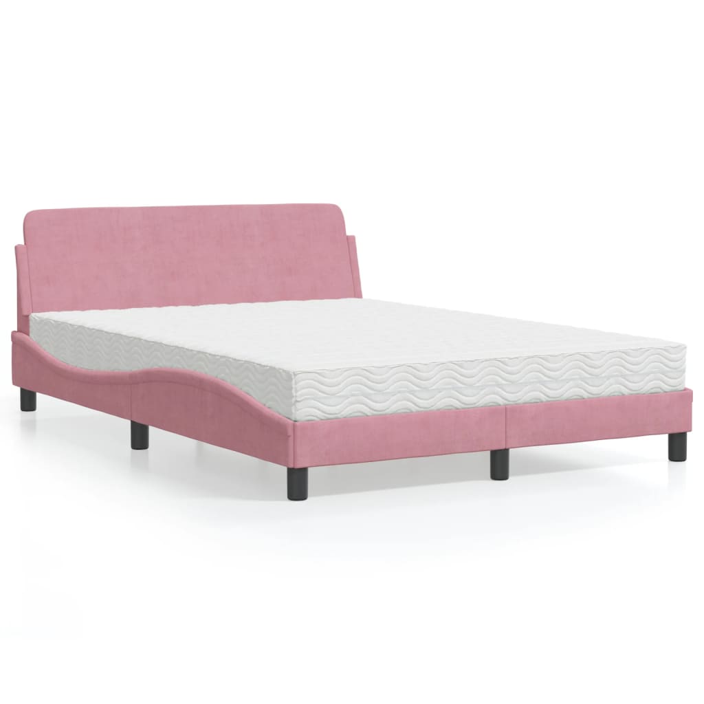 E-shop Multidom Posteľ s matracom Dover ružový 120x200 cm zamat