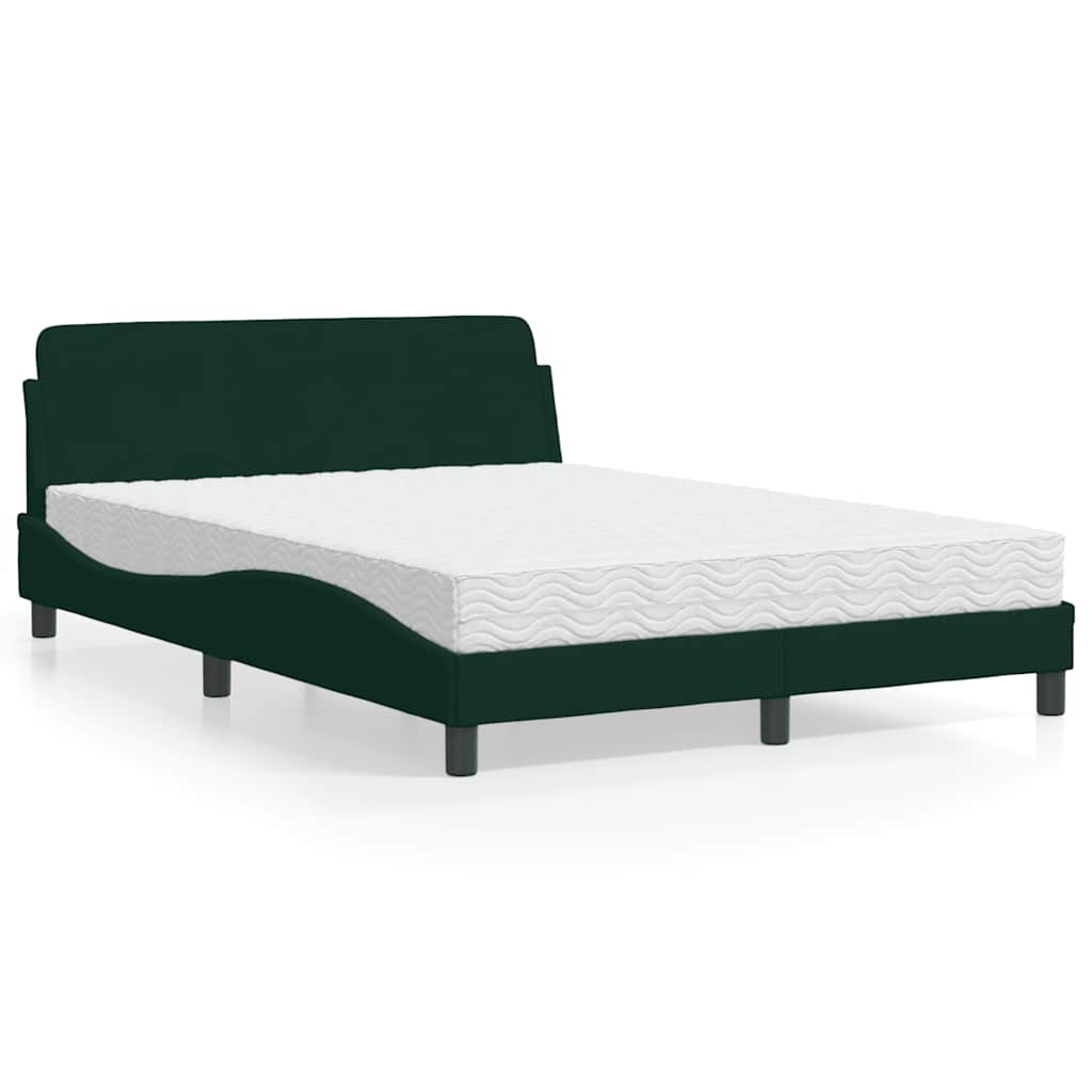 E-shop Multidom Posteľ s matracom Dover tmavozelený 140x190 cm zamat