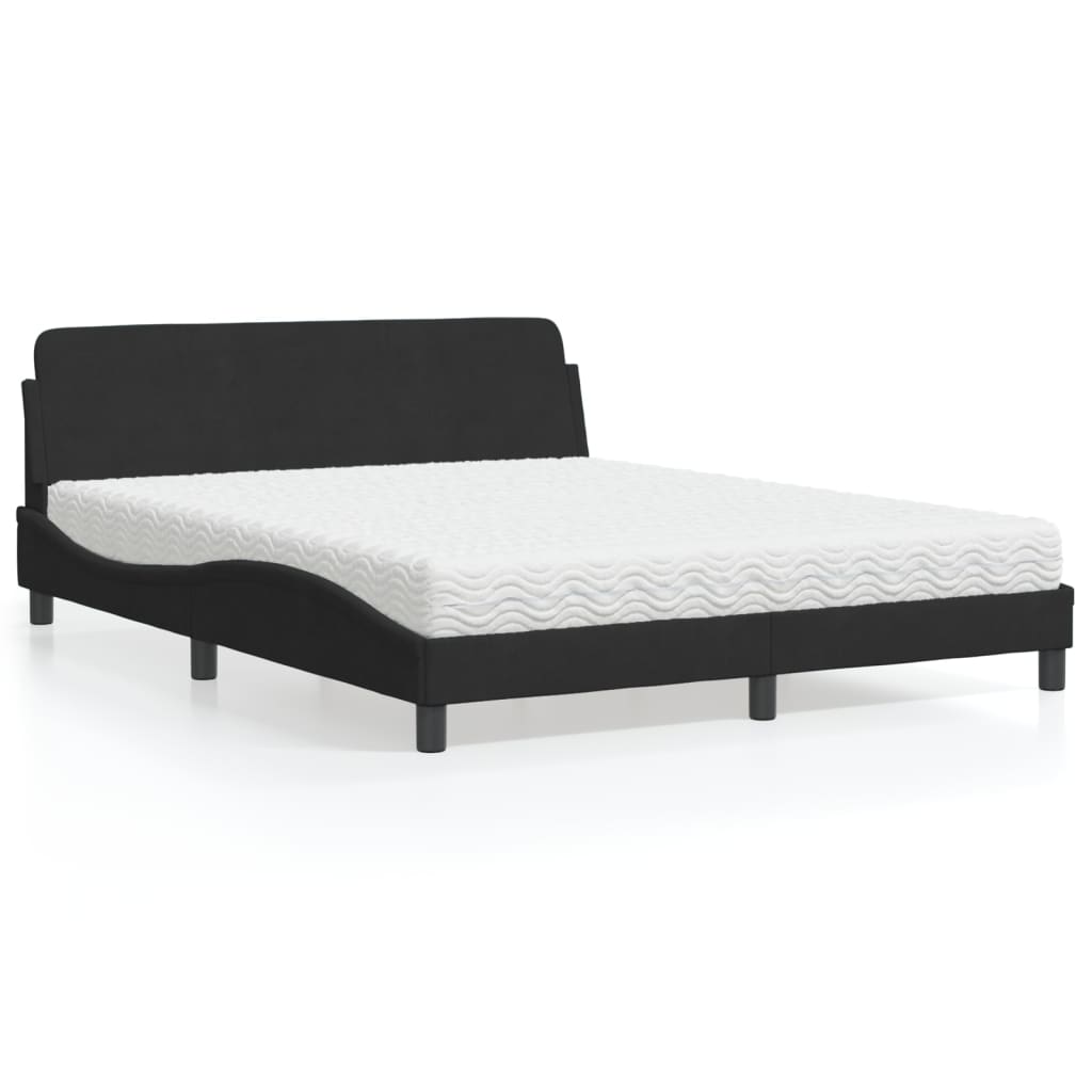 E-shop Multidom Posteľ s matracom Dover čierny 160x200 cm zamat