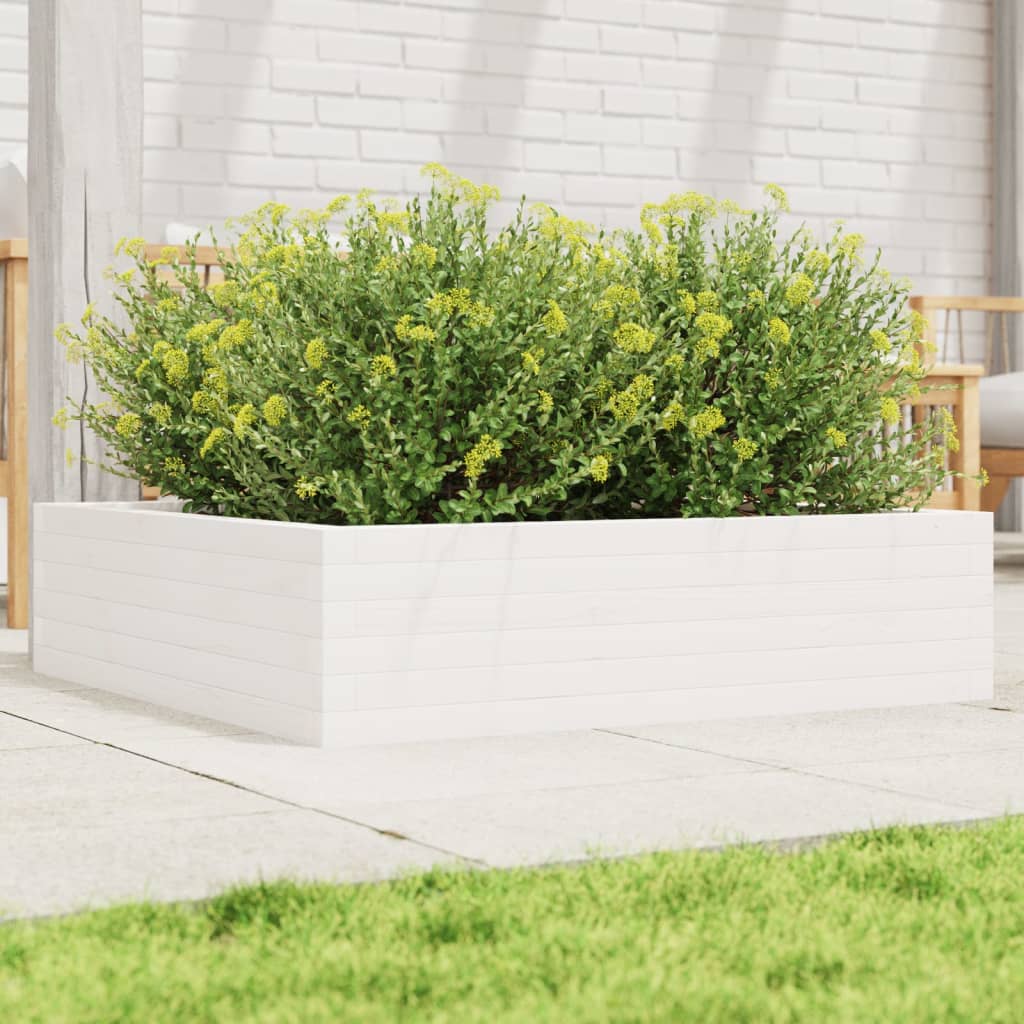 E-shop Multidom Záhradný kvetináč biely 90x90x23 cm masívna borovica