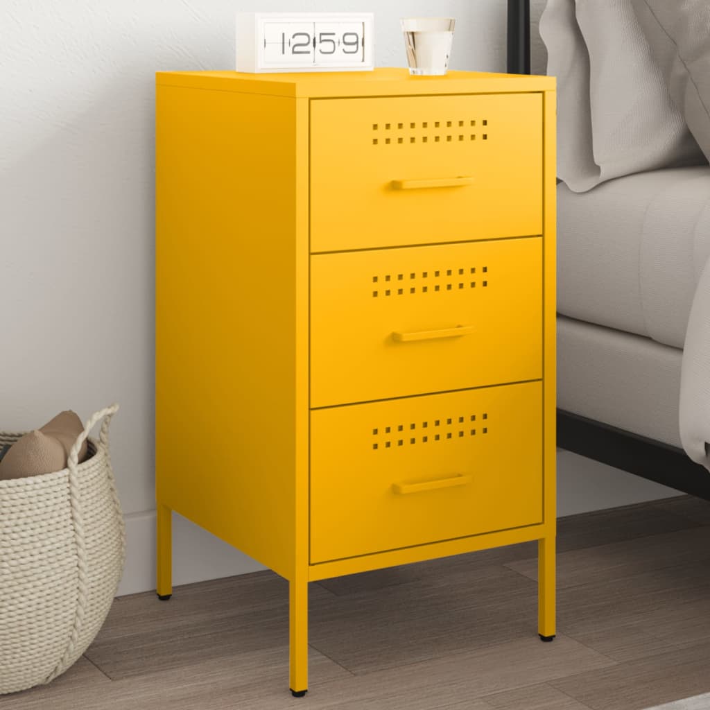 E-shop Multidom Nočný stolík horčicovožltý 36x39x68 cm oceľ