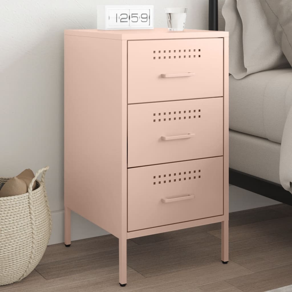 E-shop Multidom Nočný stolík ružový 36x39x68 cm oceľ