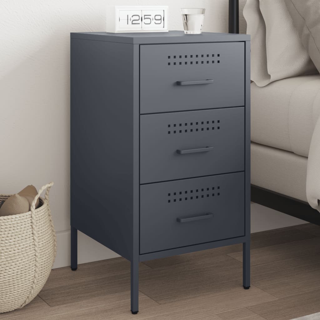 E-shop Multidom Nočný stolík antracitový 36x39x68 cm oceľ