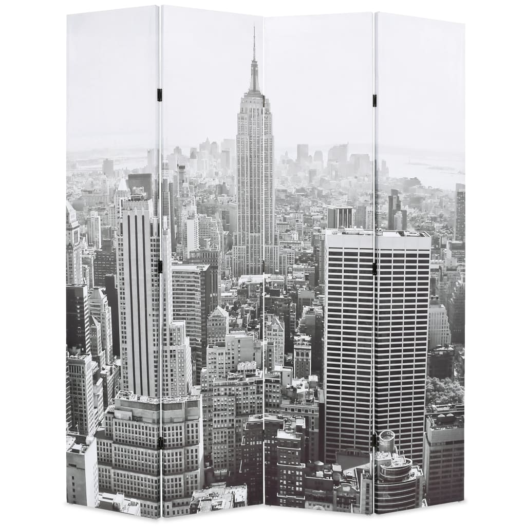 E-shop Multidom Skladací paraván 160x170 cm, potlač New Yorku, čierno biela