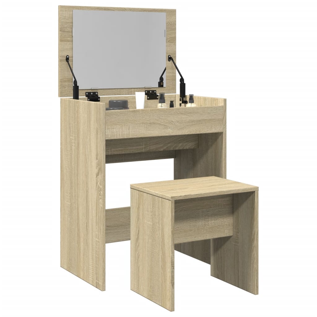 Multidom Toaletný stolík a stolička dub sonoma 60x40x113,5 cm