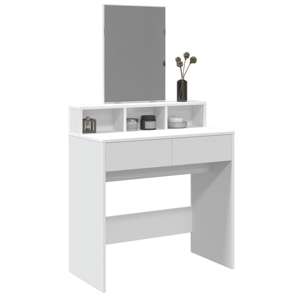E-shop Multidom Toaletný stolík so zrkadlom biely 80x41x144,5 cm