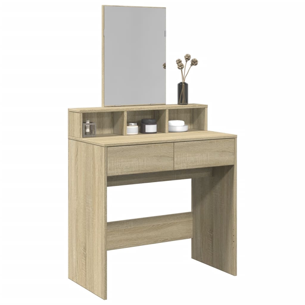 E-shop Multidom Toaletný stolík so zrkadlom dub sonoma 80x41x144,5 cm