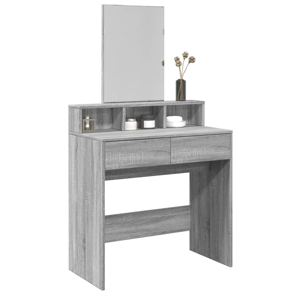 E-shop Multidom Toaletný stolík so zrkadlom sivý sonoma 80x41x144,5 cm