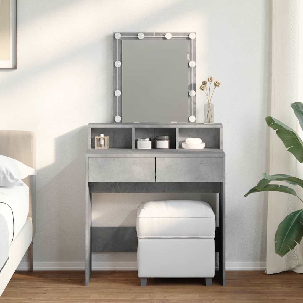 Multidom Toaletný stolík s LED betónovosivý 80x41x144,5 cm