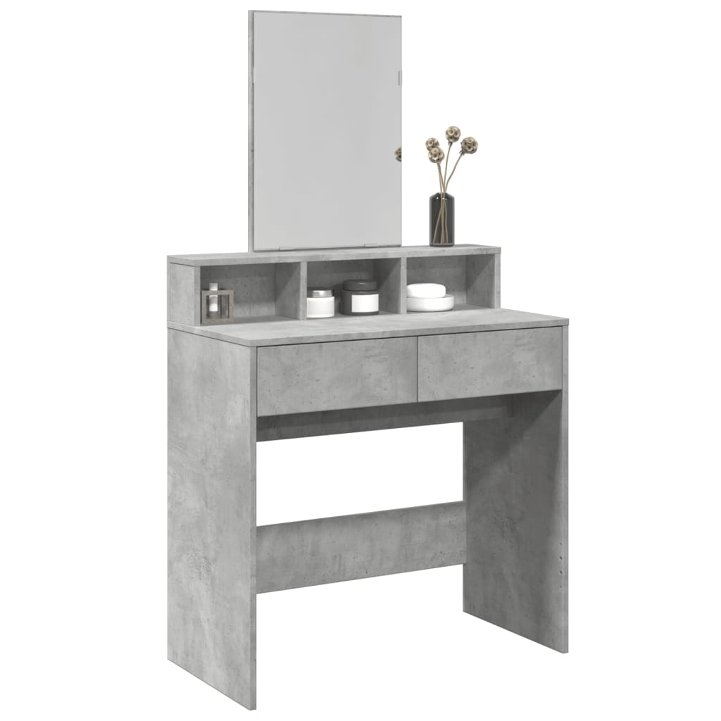 E-shop Multidom Toaletný stolík so zrkadlom betónovosivý 80x41x144,5 cm