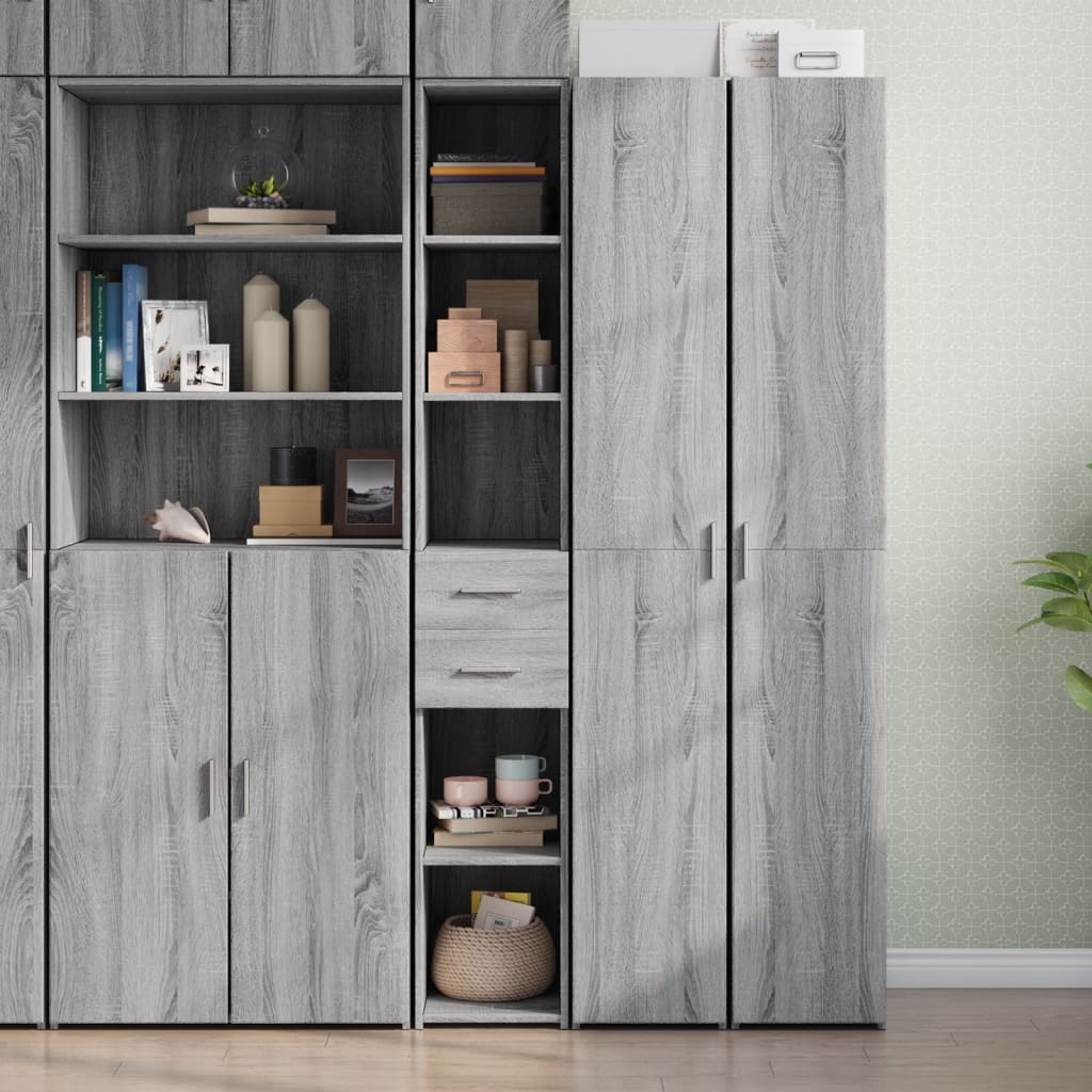 E-shop Multidom Vysoká skrinka, sivá somoma 30x42,5x185 cm, kompozitné drevo