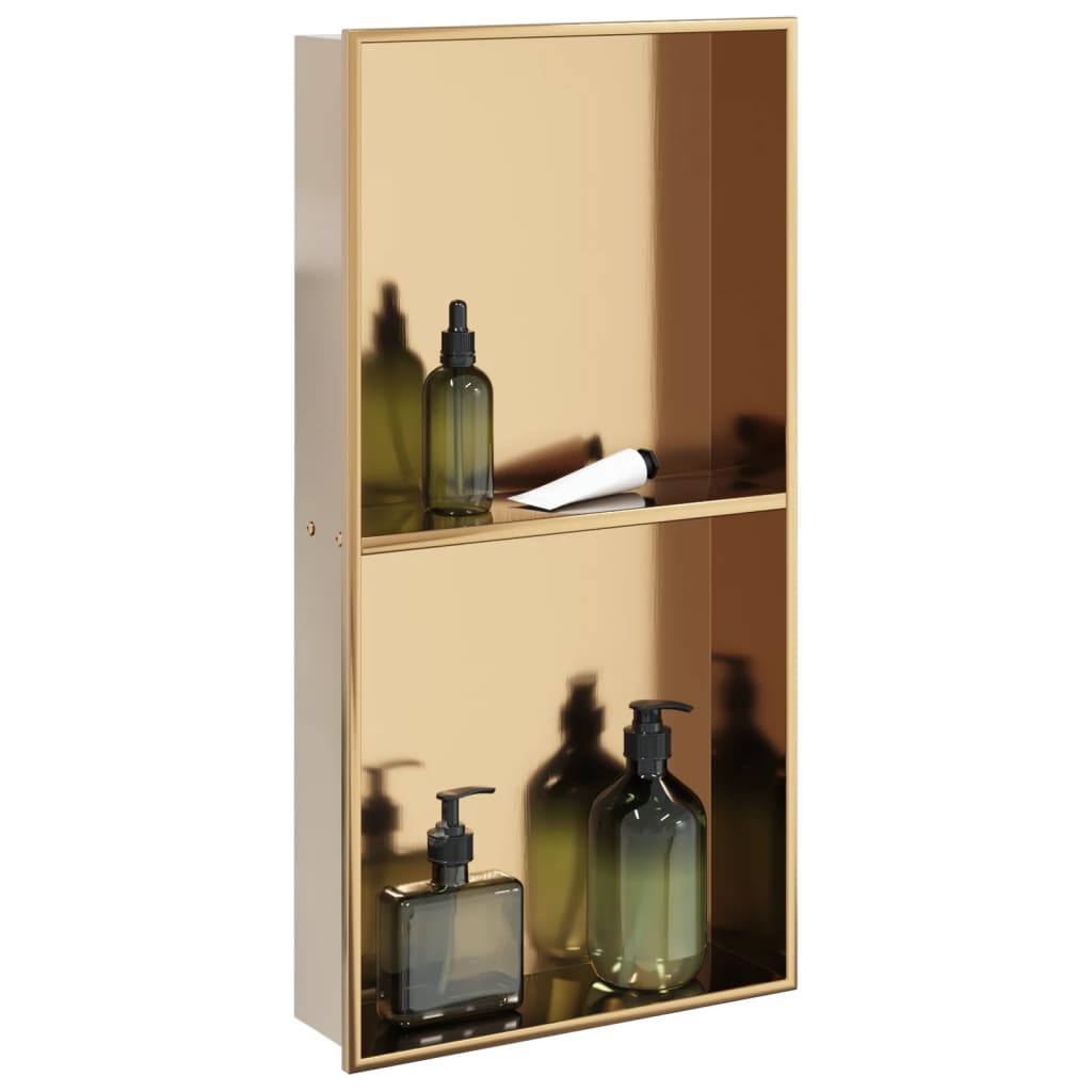 E-shop Multidom Výklenok do sprchy brúsený zlatý 32x62x9 cm nerezová oceľ