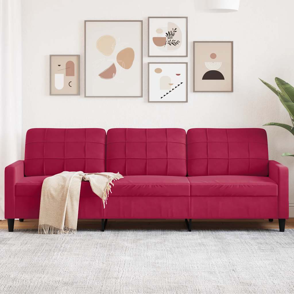 E-shop Multidom 3-miestna pohovka vínovo-červená 210 cm zamat