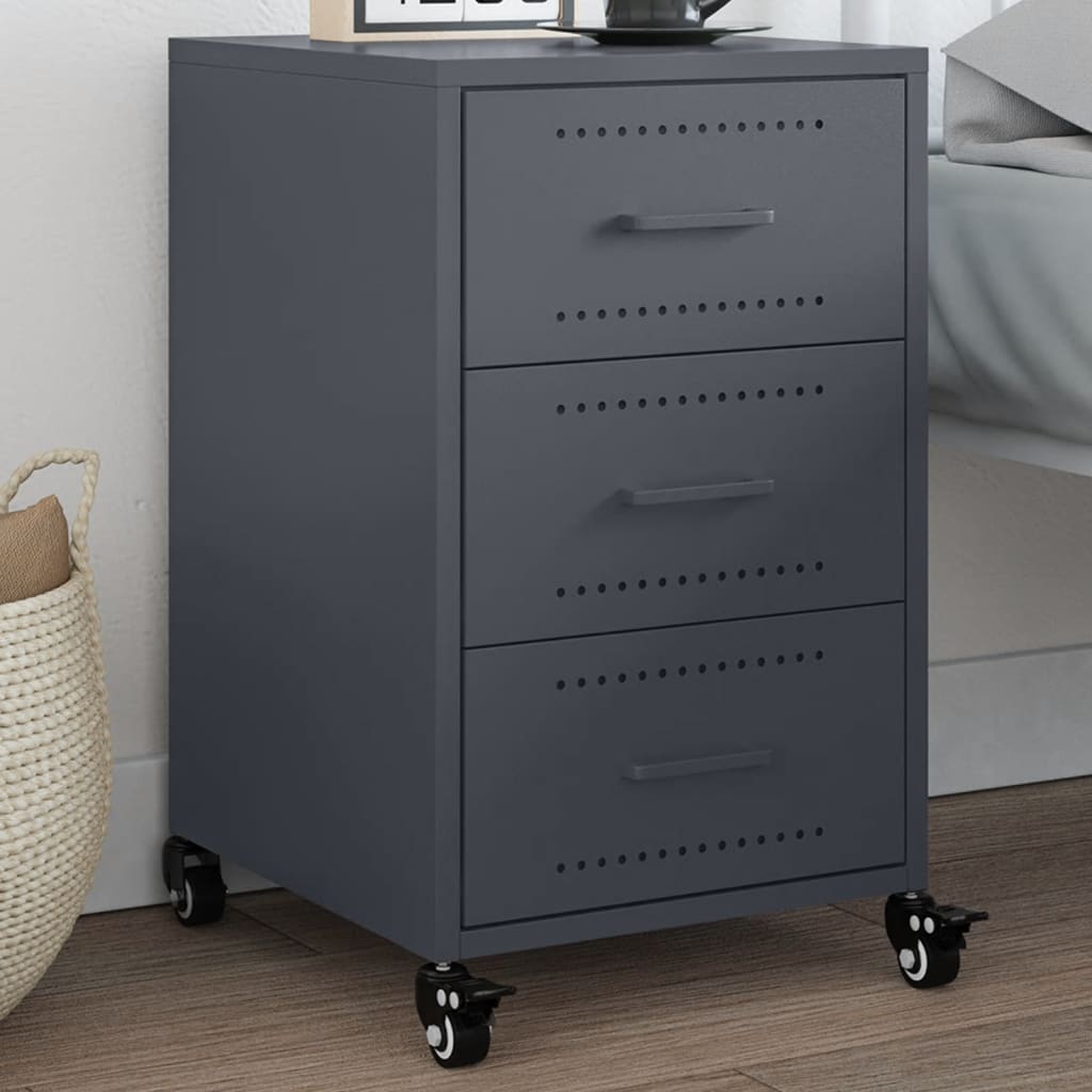 E-shop Multidom Nočný stolík antracitový 36x39x59 cm oceľ