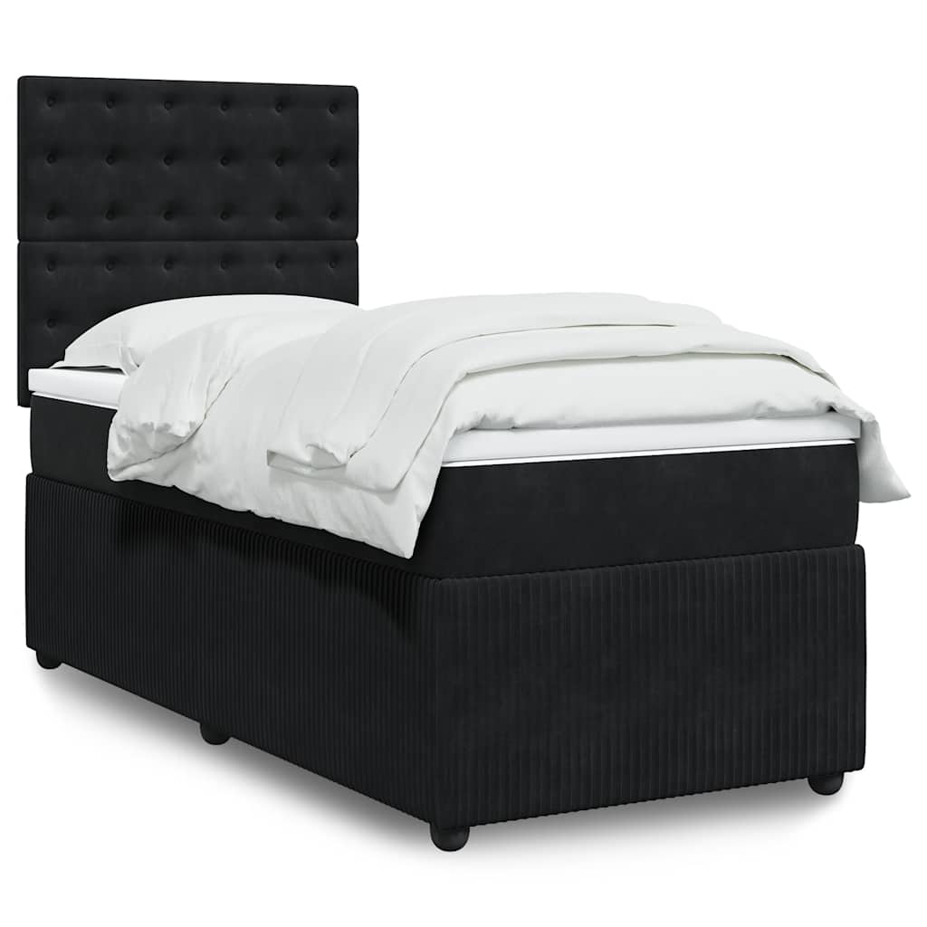 E-shop Multidom Posteľný rám boxspring s matracom čierny 90x200 cm zamat