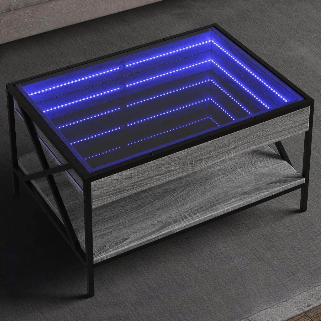 E-shop Multidom Konferenčný stolík s nekonečnými LED sivý sonoma 70x50x38 cm