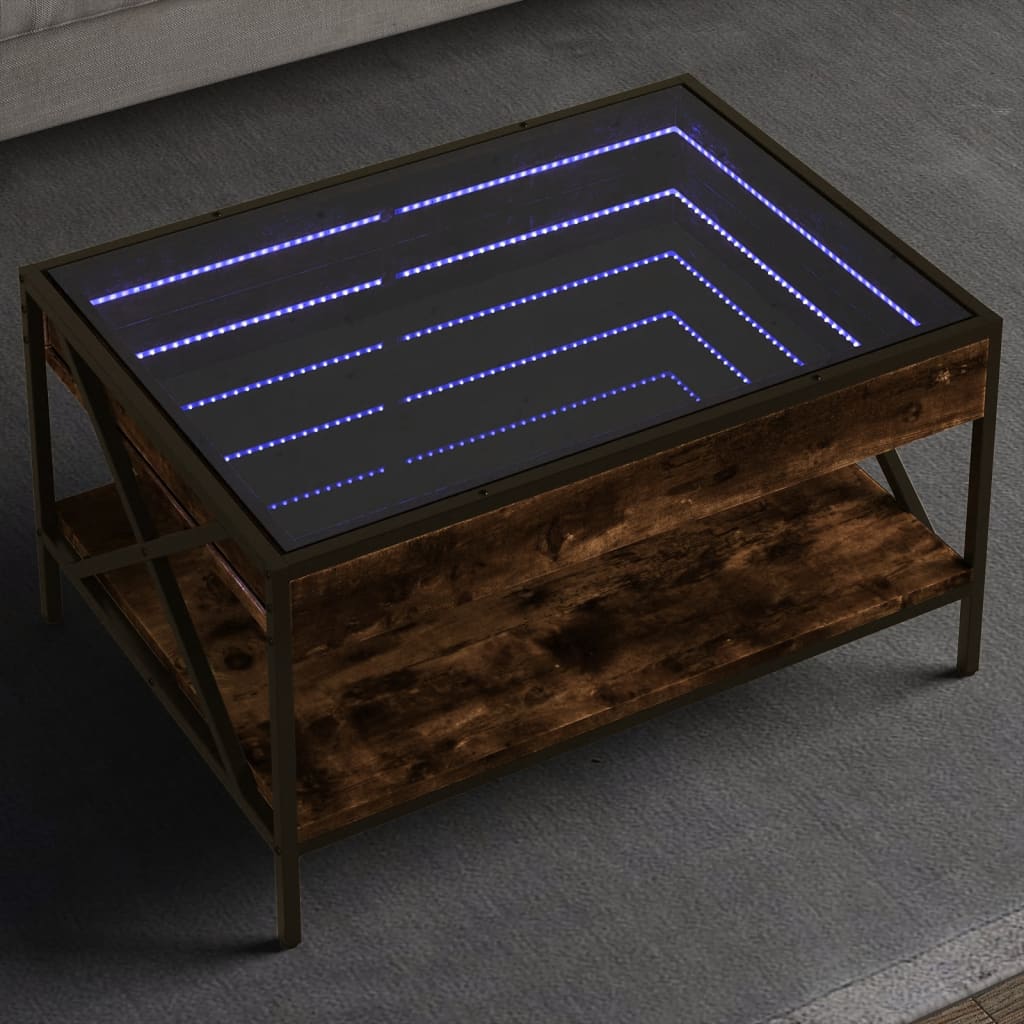E-shop Multidom Konferenčný stolík s nekonečnými LED dymový dub 70x50x38 cm