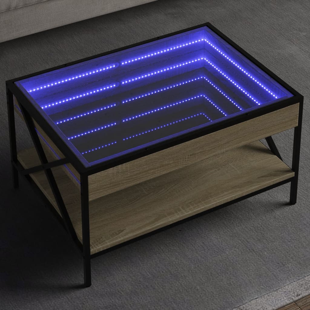 E-shop Multidom Konferenčný stolík s nekonečnými LED dub sonoma 70x50x38 cm