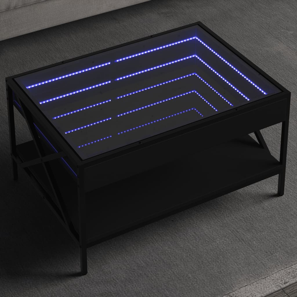 E-shop Multidom Konferenčný stolík s nekonečnými LED čierny 70x50x38 cm