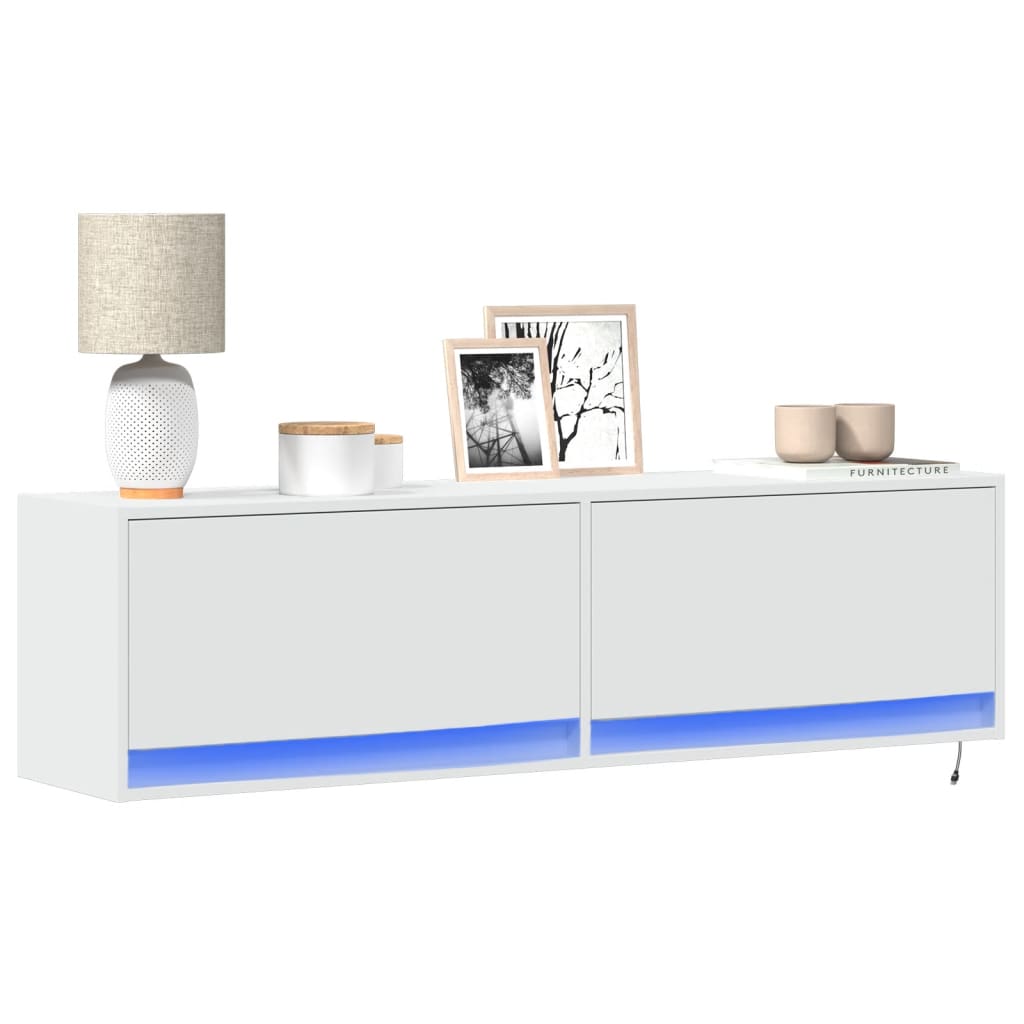 E-shop Multidom TV nástenná skrinka s LED svetlami biela 140x31x38 cm