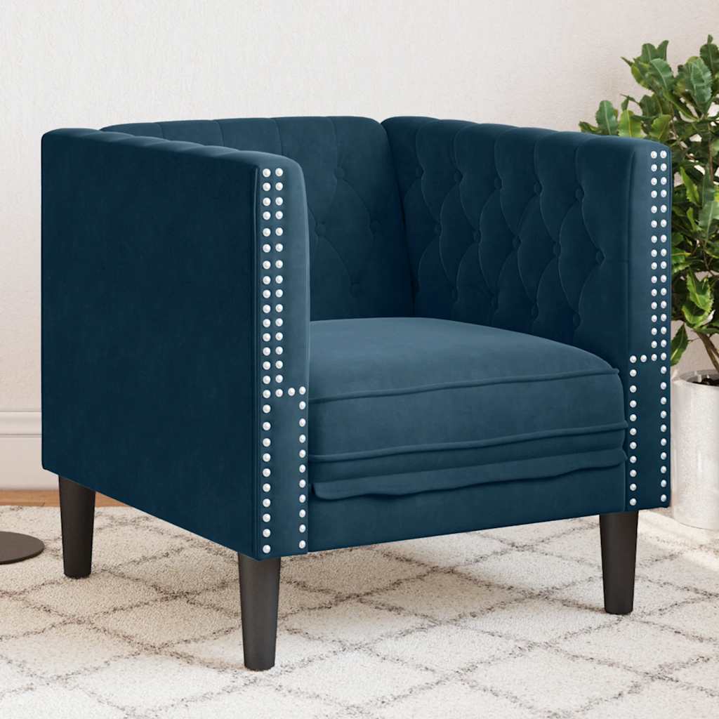 E-shop Multidom Pohovka Chesterfield modrá zamat