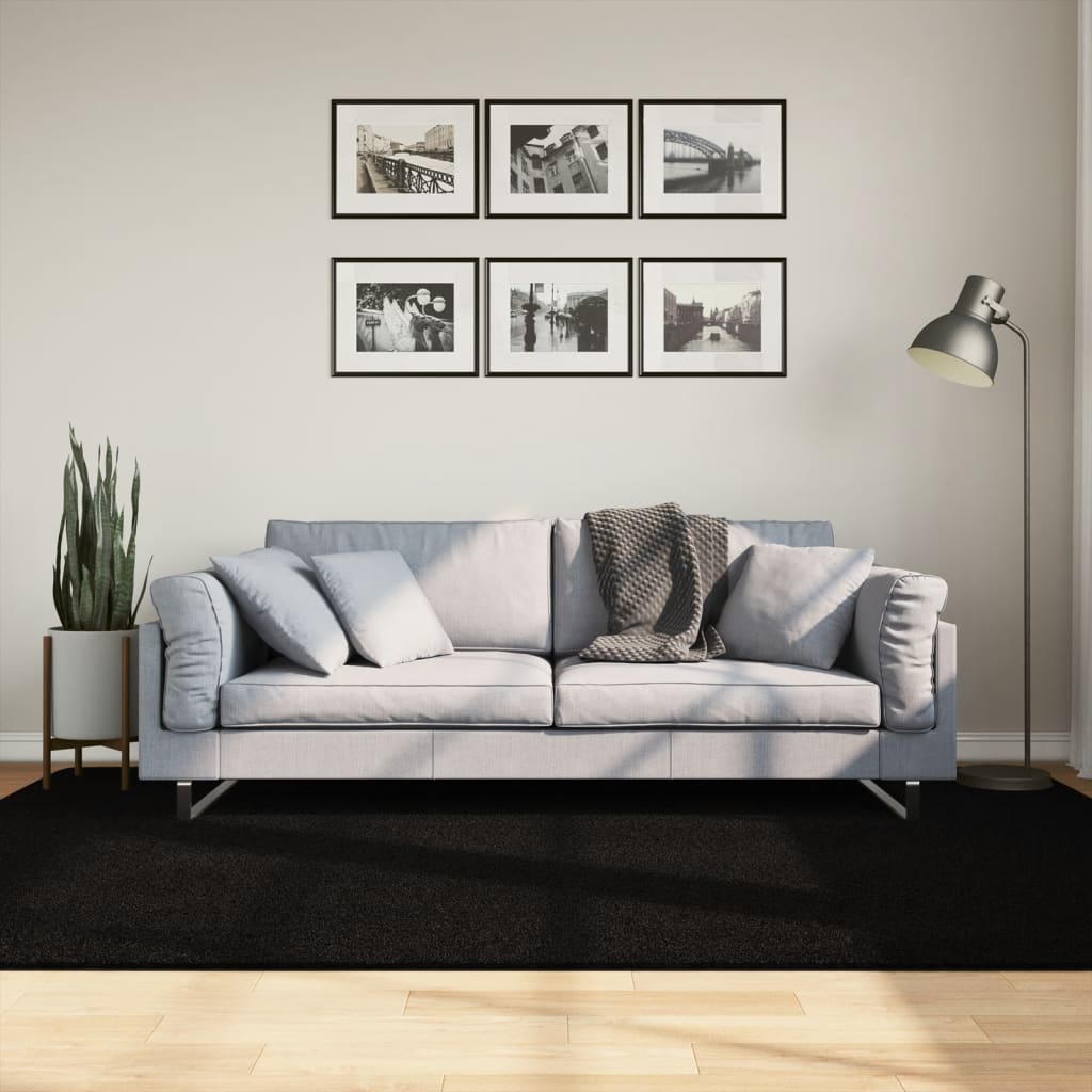 E-shop Multidom Koberec HUARTE s krátkym vlakom umývateľný čierny 160x230 cm