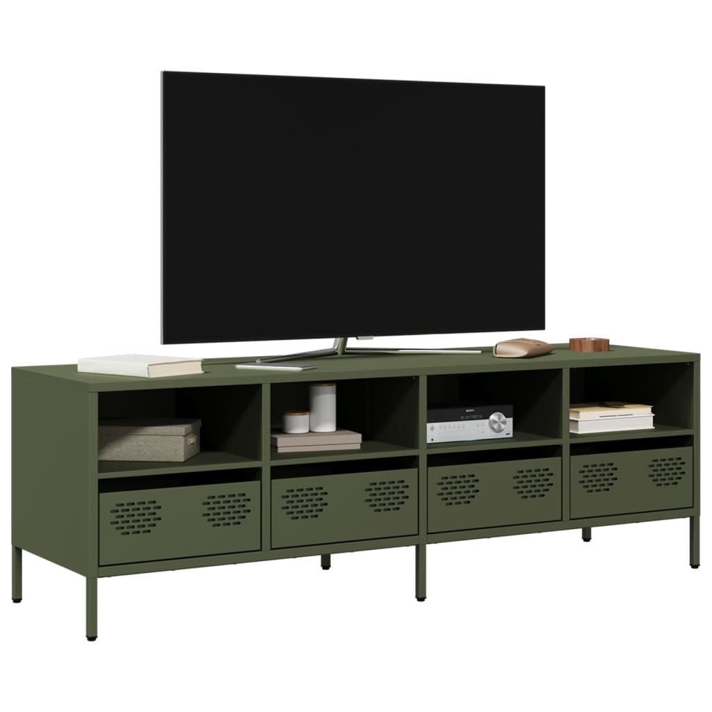 E-shop Multidom TV skrinka olivovozelená 135x39x43,5 cm oceľ