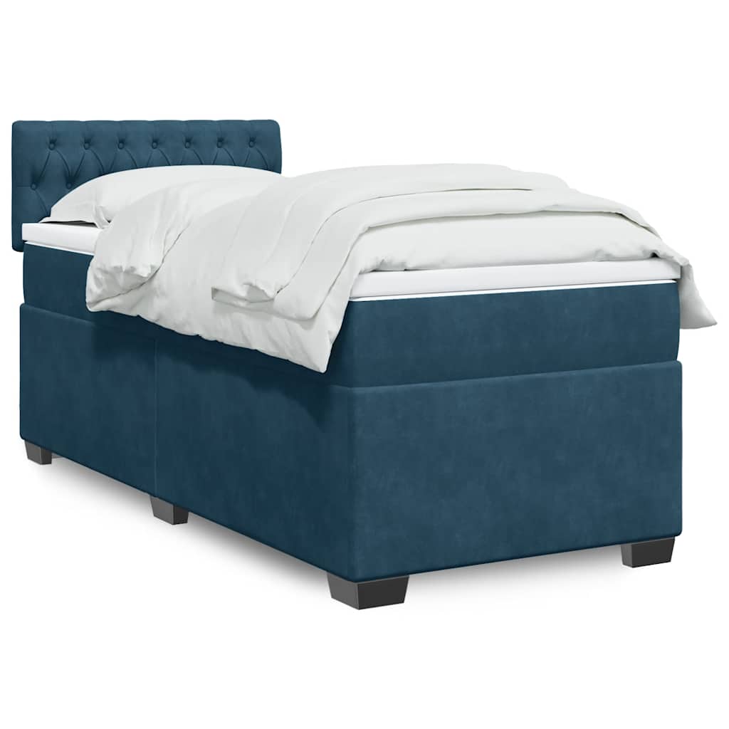 E-shop Multidom Posteľný rám boxsping s matracom tmavomodrý 80x200 cm zamat