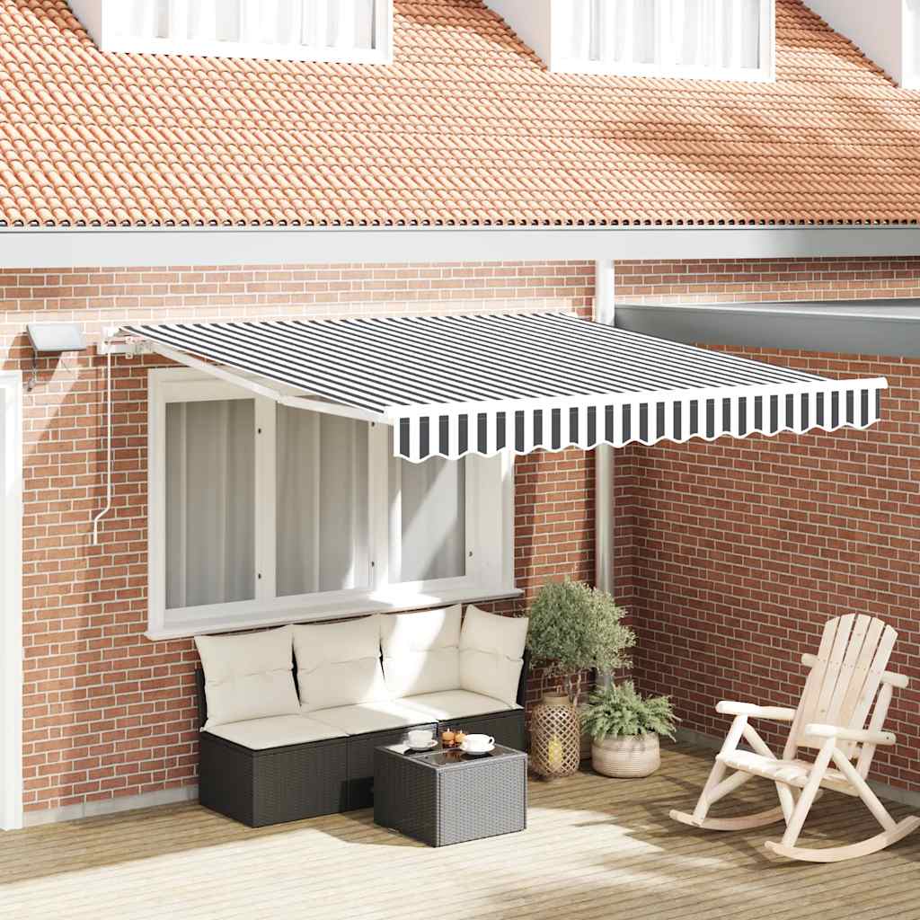 E-shop Multidom Ručne zaťahovacia markíza s LED antracit a biela 300x250 cm