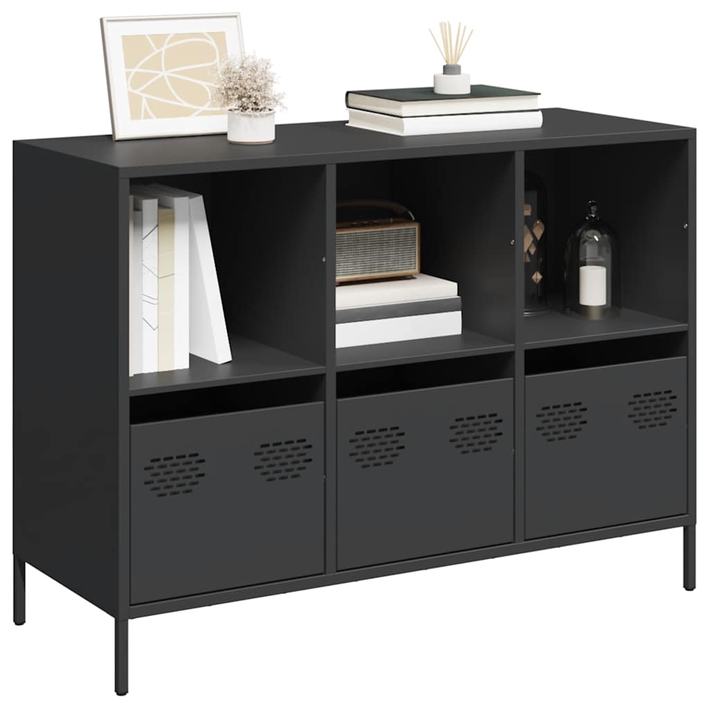 E-shop Multidom Komoda čierna 101,5x39x73,5 cm oceľ valcovaná za studena