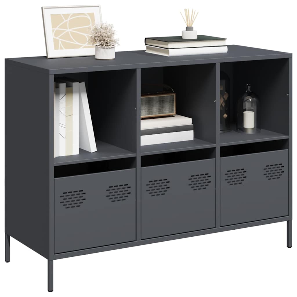 E-shop Multidom Komoda antracitová 101,5x39x73,5 cm oceľ valcovaná za studena