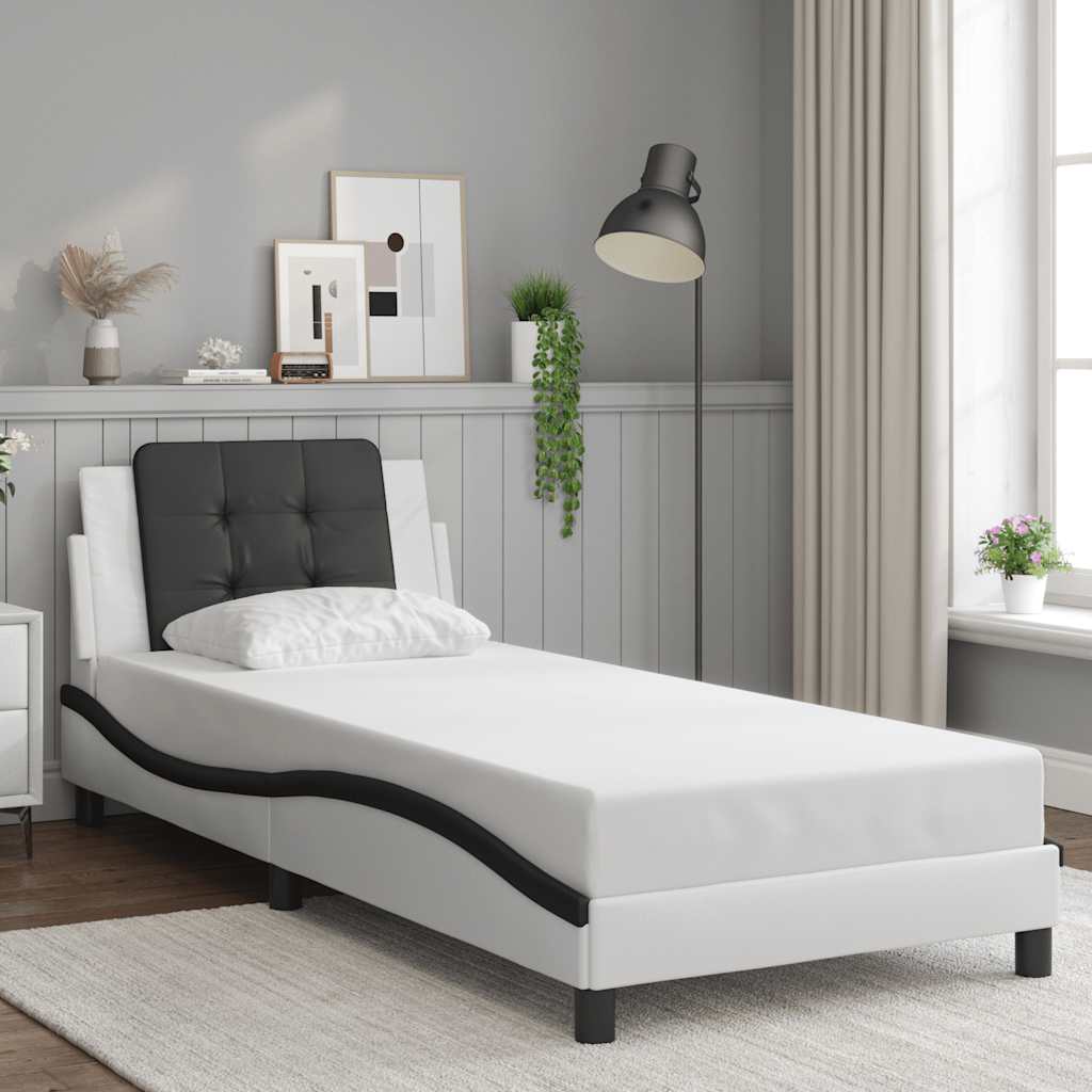 E-shop Multidom Rám postele bez matraca Zadar bielo-čierny 80x200 cm umelá koža