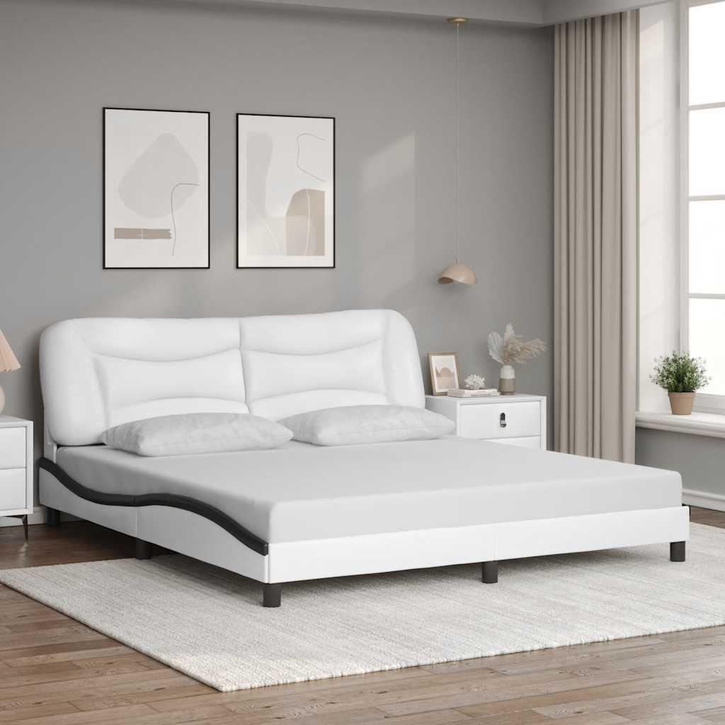 E-shop Multidom Rám postele bez matraca Hvar bielo-čierny 180x200 cm umelá koža