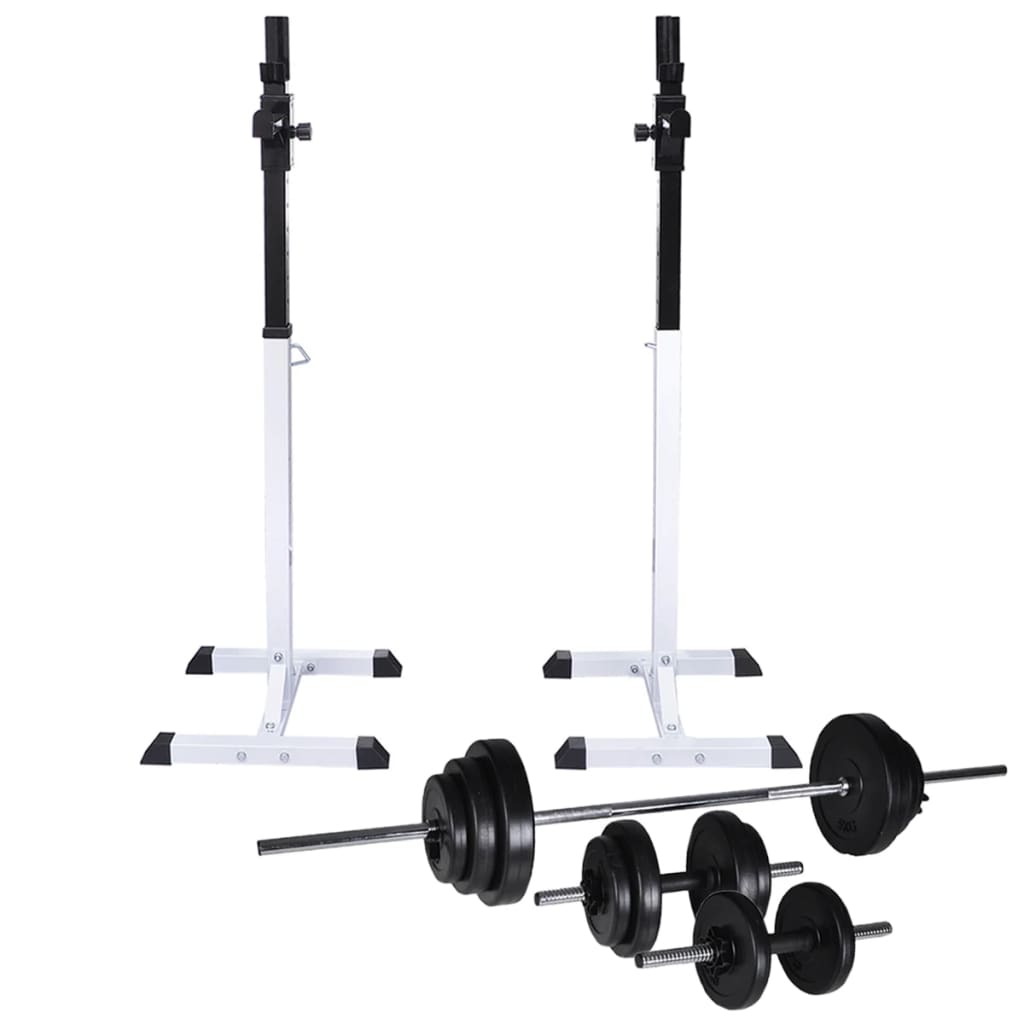 E-shop Multidom Stojan na drepy so sadou činiek barbell a dumbbell 30,5 kg