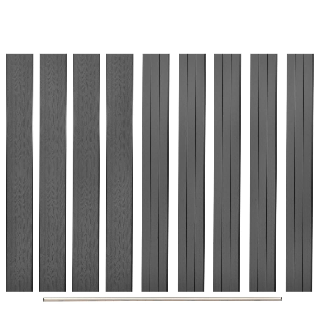 Multidom Náhradné plotové dosky 9 ks, WPC, 170 cm, sivé