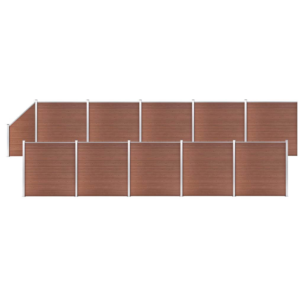 E-shop Multidom WPC plot, 10 štvorcových + 1 zošikmený diel 1830x186 cm, hnedý