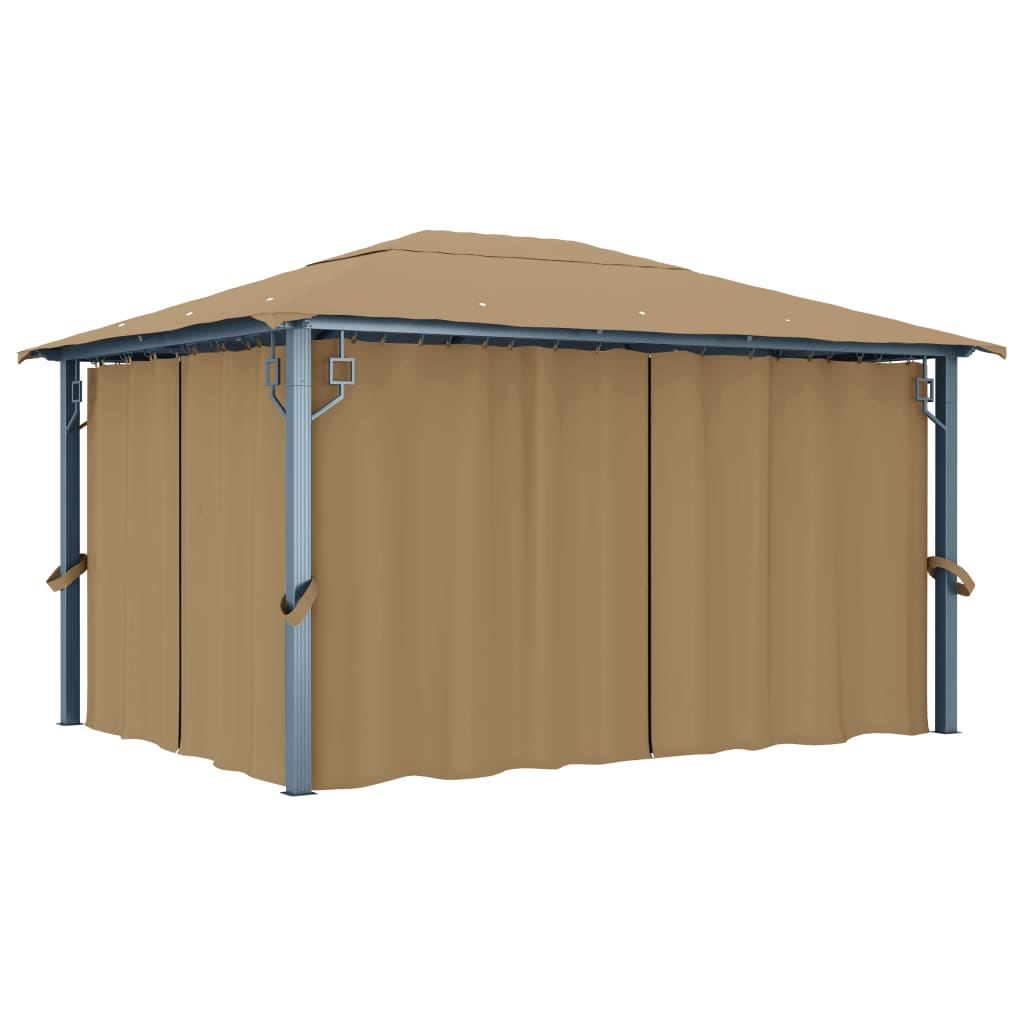 E-shop Multidom Altánok so závesom 400x300 cm, sivohnedý, hliník