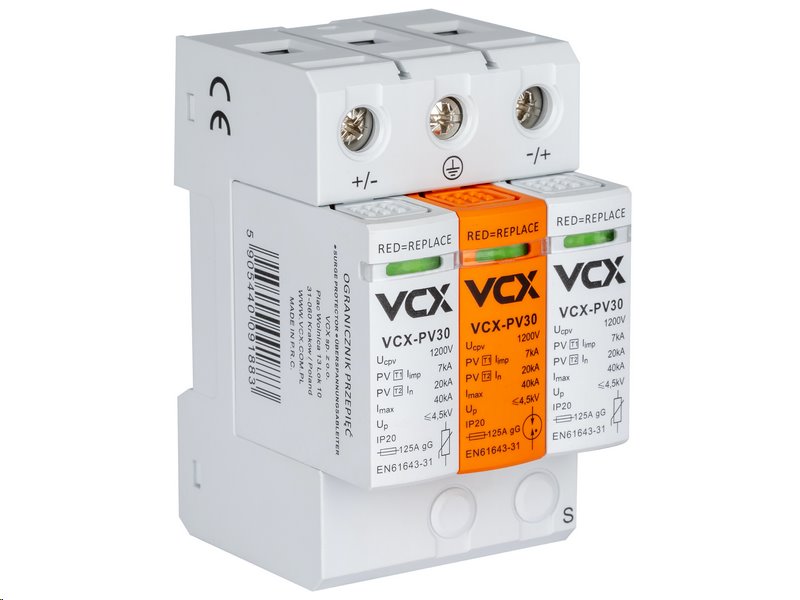 E-shop Přepěťová ochrana VCX PV30 DC třída T1T2 (B+C) 3P 1200V 7kA