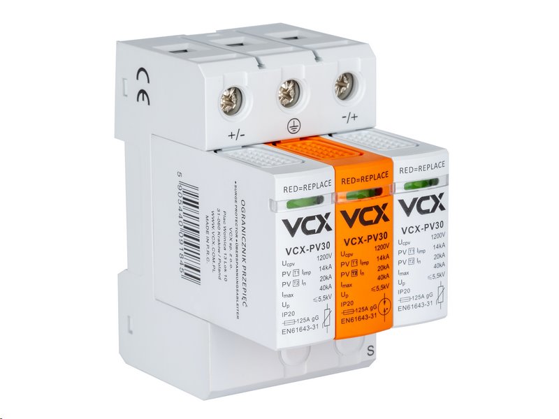 E-shop Přepěťová ochrana VCX PV30 DC třída T1T2 (B+C) 3P 1200V 14kA