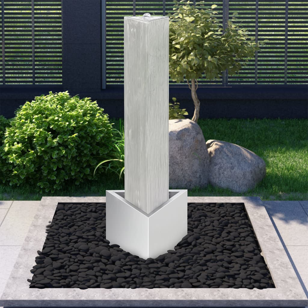 Multidom Záhradná fontána, strieborná 37,7x32,6x110 cm, oceľ