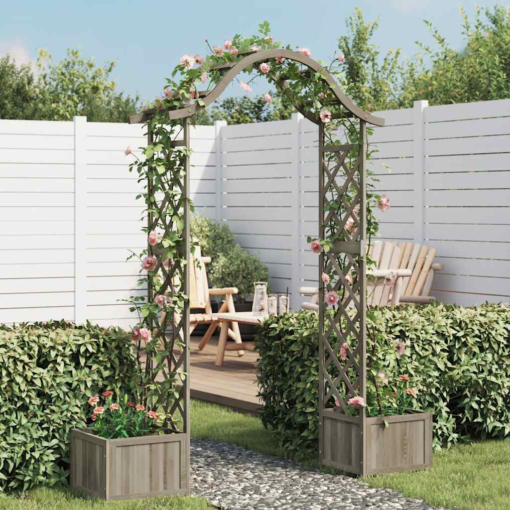 E-shop Multidom Záhradná pergola s kvetináčom sivý jedľový masív