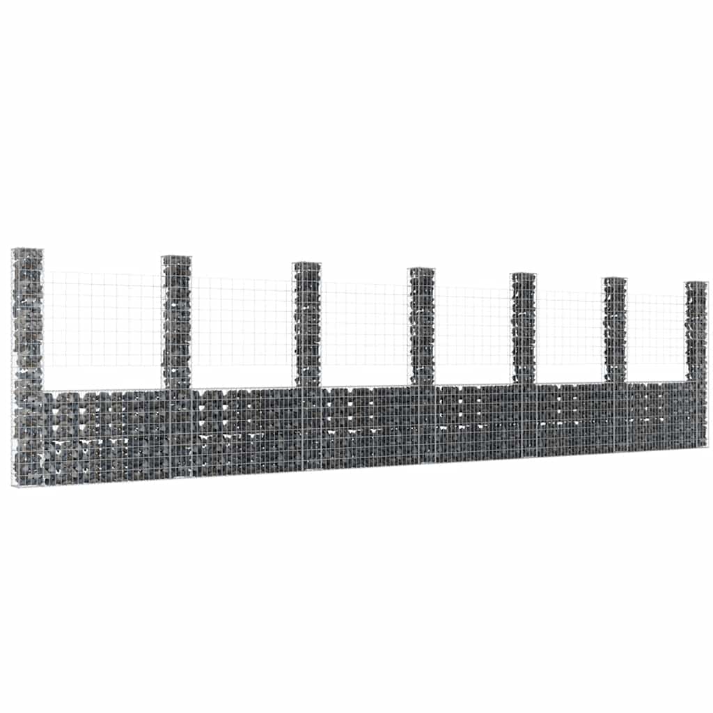 E-shop Multidom Železný gabiónový kôš v tvare U so 7 stĺpmi 740x20x200 cm