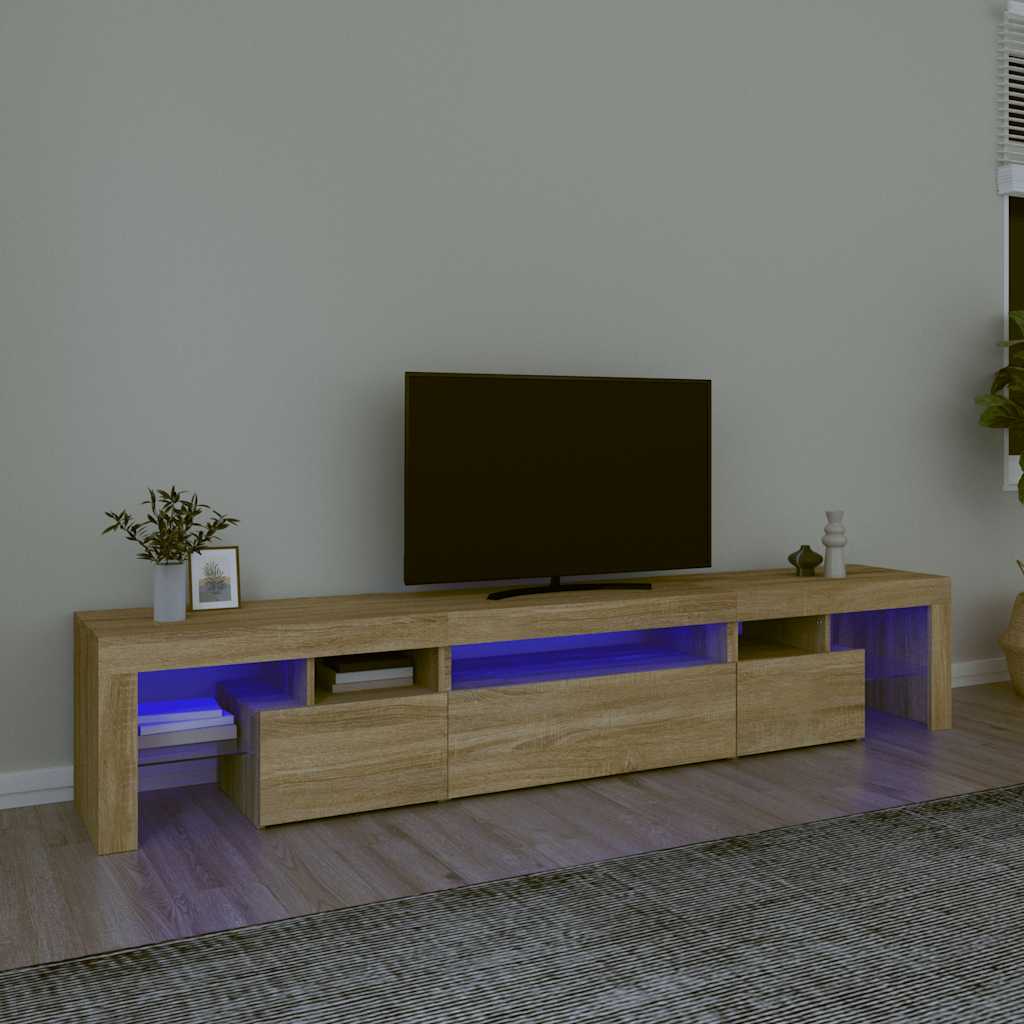 E-shop Multidom TV skrinka s LED svetlami dub sonoma 215 x 36,5 x 40 cm