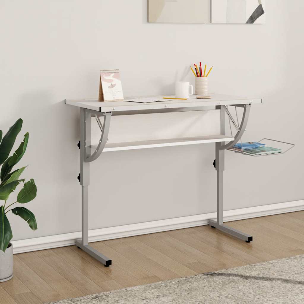 E-shop Multidom vidaX Písací stôl biely a sivý 110x53x(58-87) cm spracované drevo oceľ