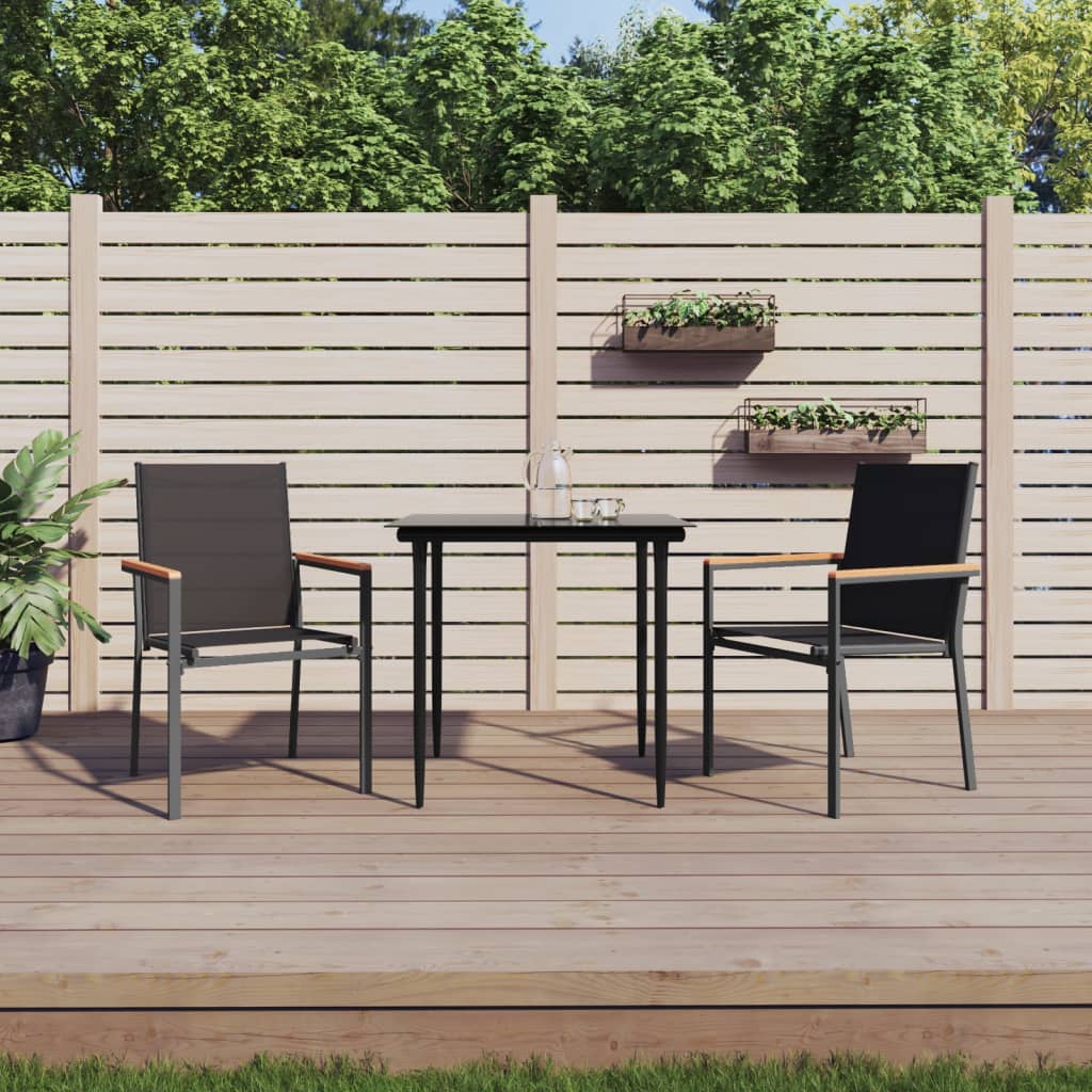 E-shop Multidom Záhradné stoličky 2 ks čierne 55x61,5x90 cm textilén a oceľ