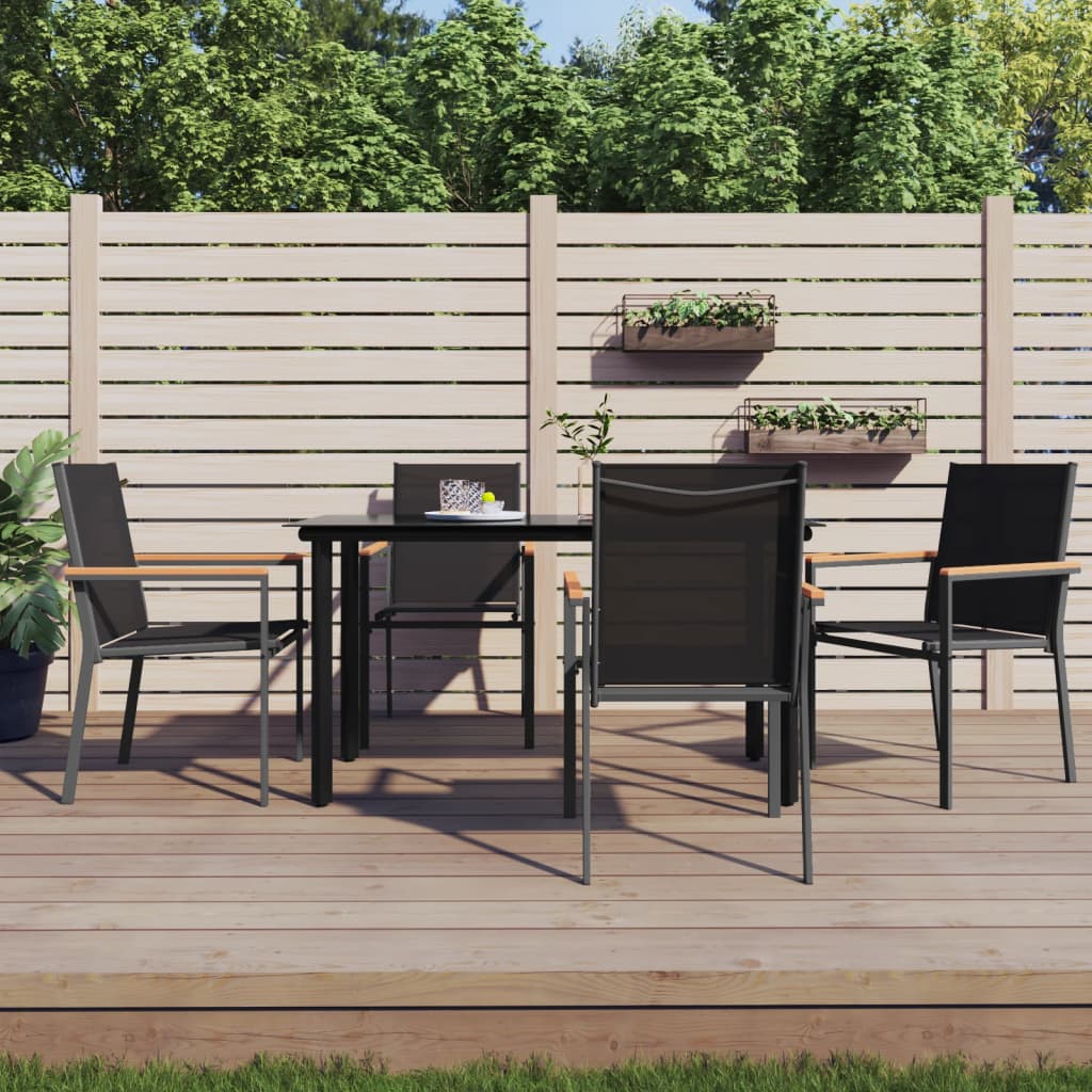 E-shop Multidom Záhradné stoličky 4 ks čierne 55x61,5x90 cm textilén a oceľ