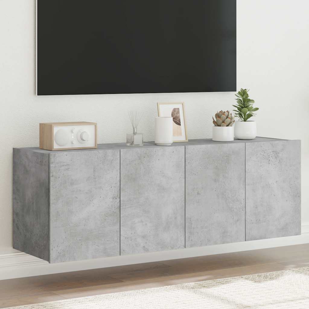 E-shop Multidom TV nástenné skrinky s LED svetlami 2 ks betón. sivé 60x35x41 cm
