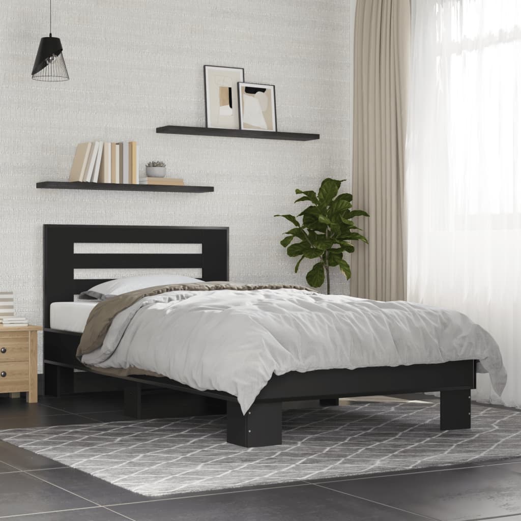 E-shop Multidom Posteľný rám čierny 75x190 cm kompozitné drevo a kov