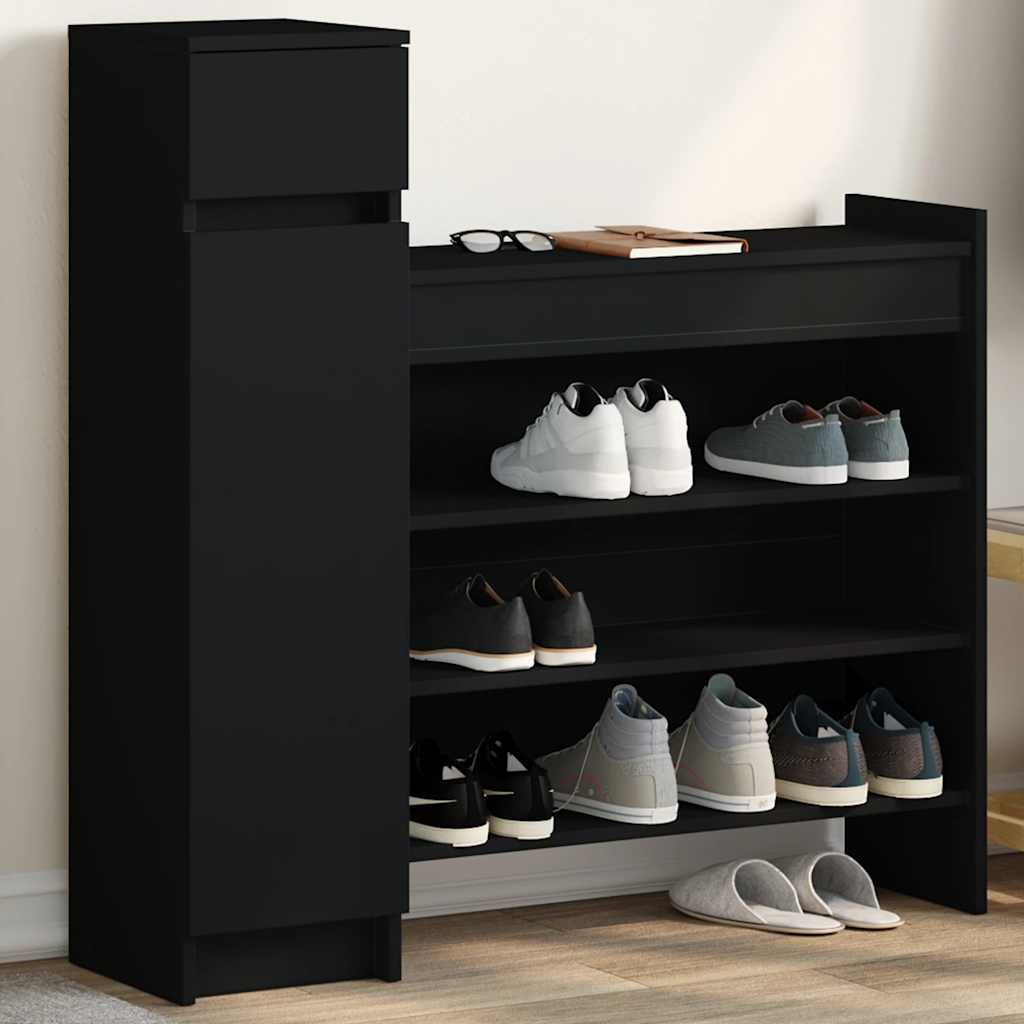 E-shop Multidom Botník čierny 100,5x28x100 cm kompozitné drevo